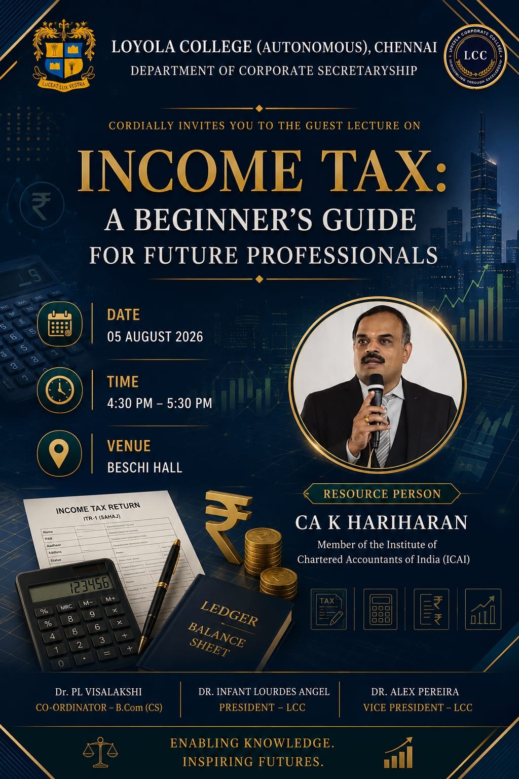 Guest Lecture on Income Tax: A Beginners Guide for Future Professionals - Invitation