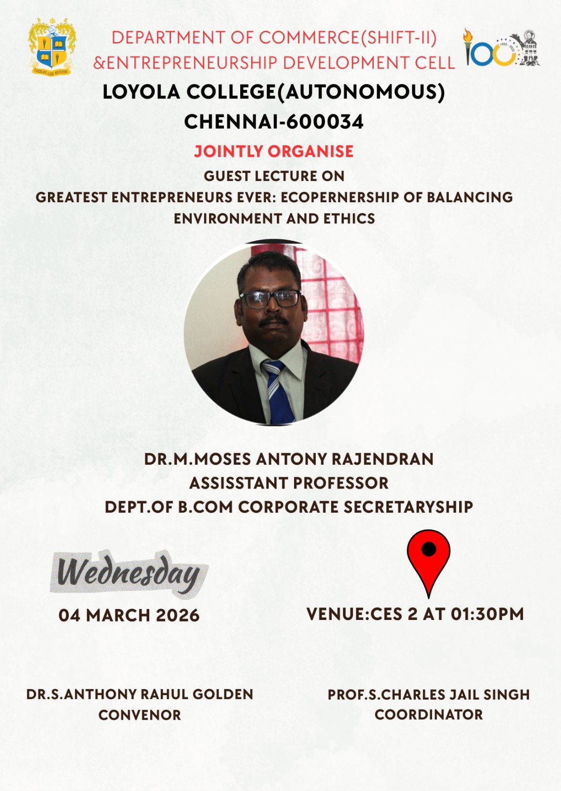 Guest Lecture on Greatest Entrepreneurs Ever: Ecopernership of Balancing environment and Ethics - Invitation