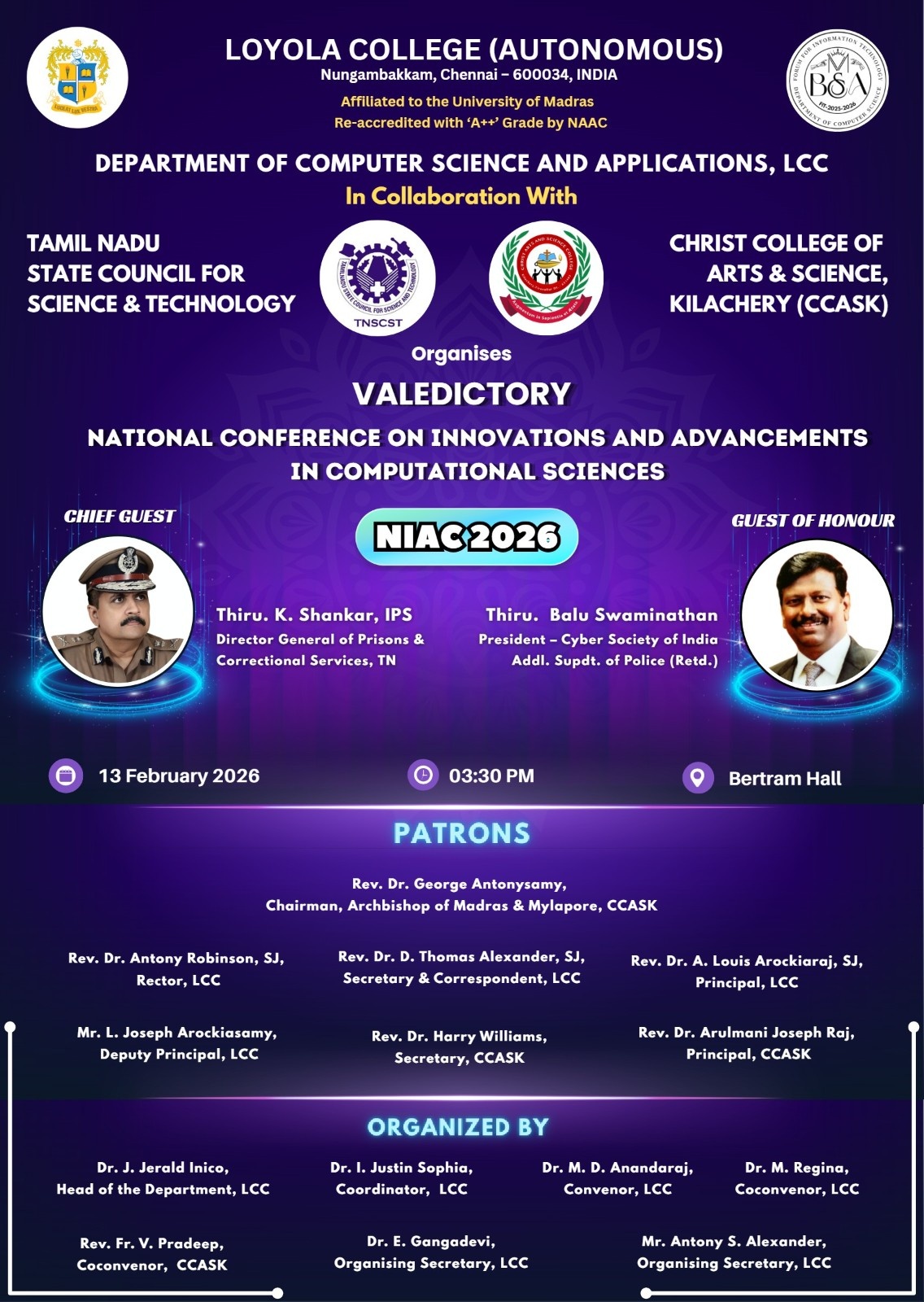 National Conference on Innovations and Advancements in Computational Sciences - Valedictory - Invitation