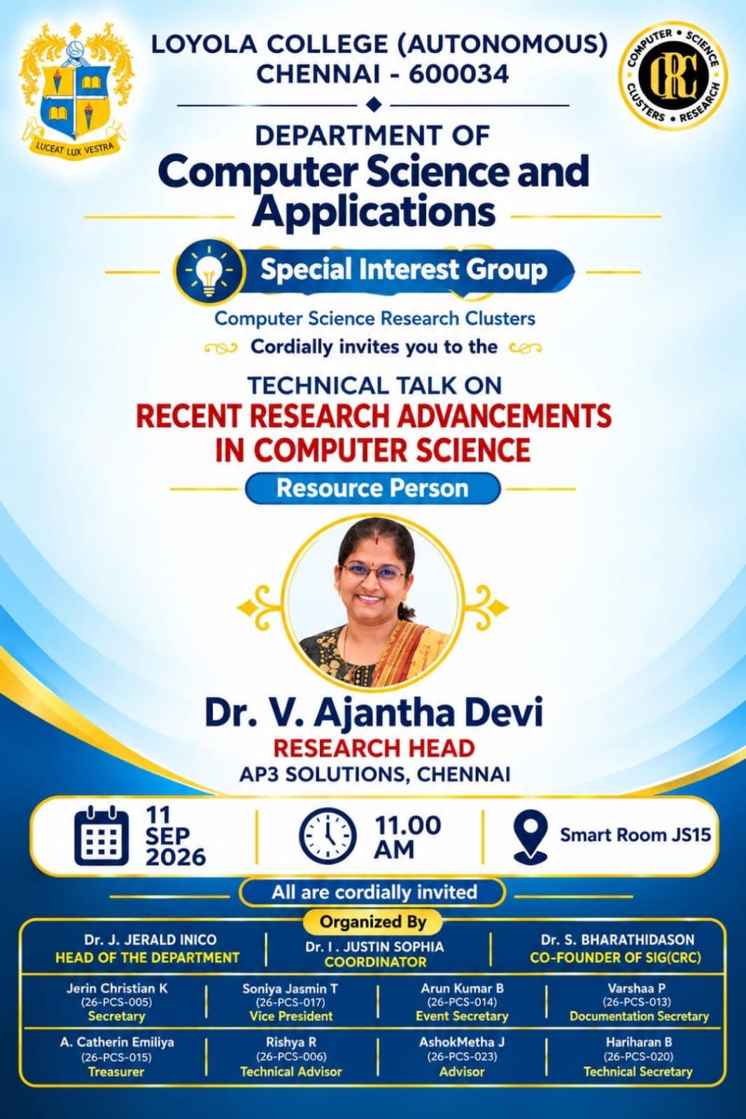 Technical Talk on Recent Research Advancements in Computer Science - Invitation