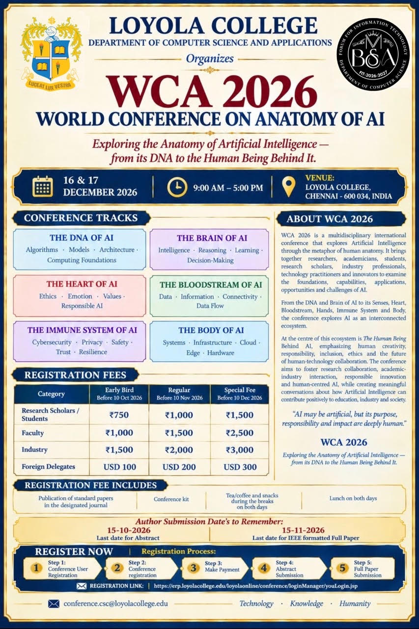 World Conference of Anatomy of AI - WCA 2026