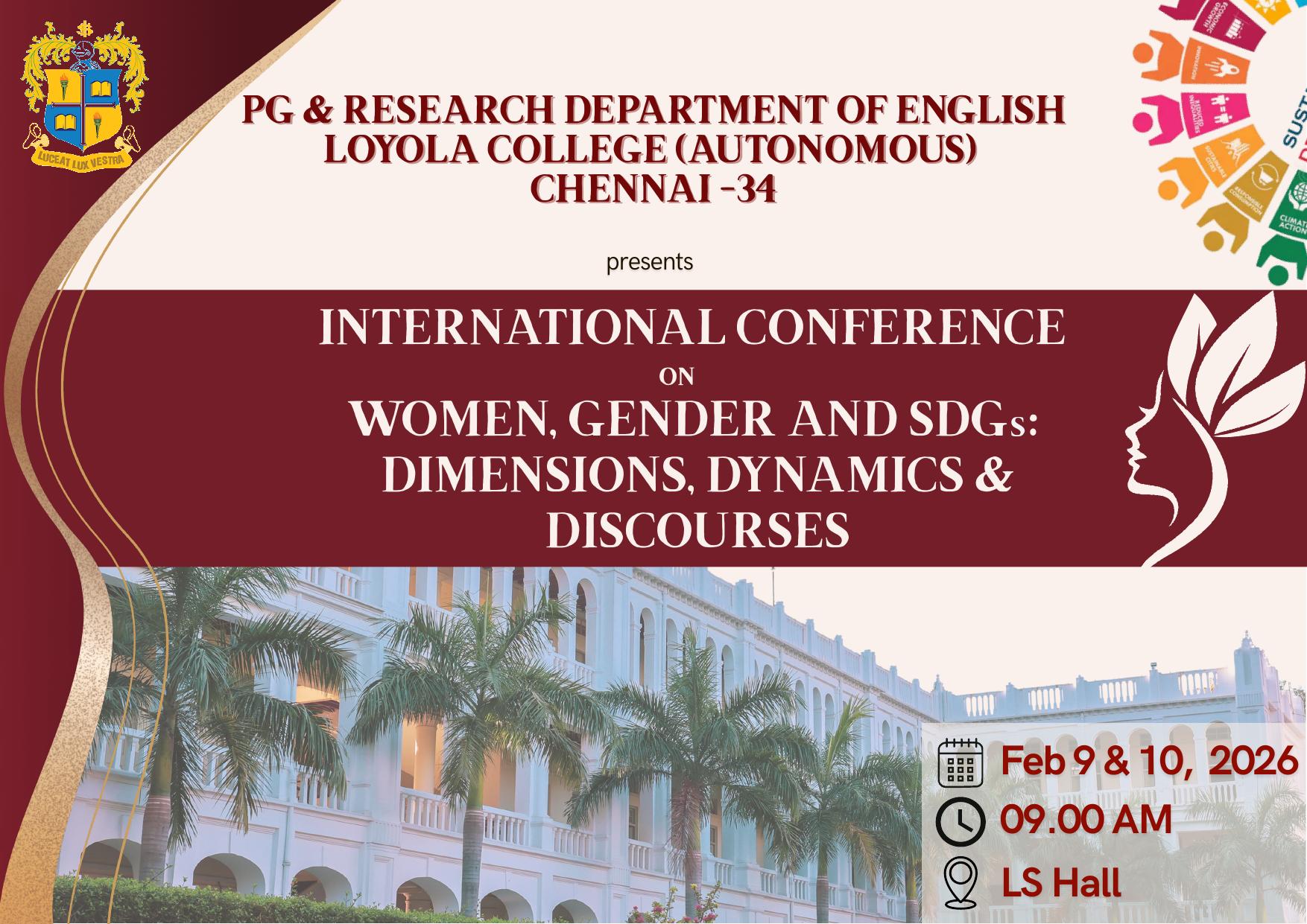 International Conference on Women, Gender and SDGs: Dimensions, Dynamics &amp; Discourses - Invitation