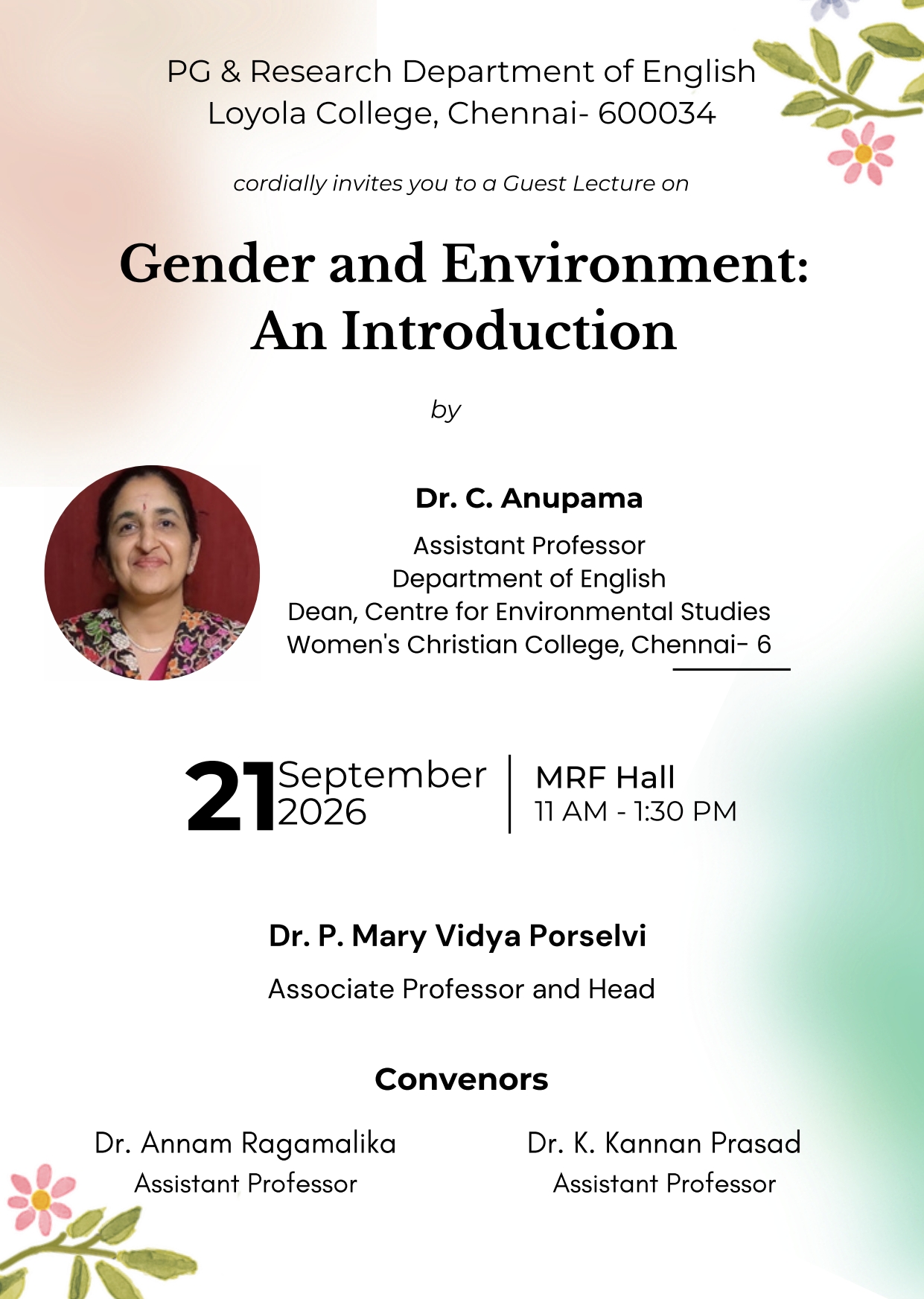 Guest Lecture on “Gender and Environment: An Introduction“