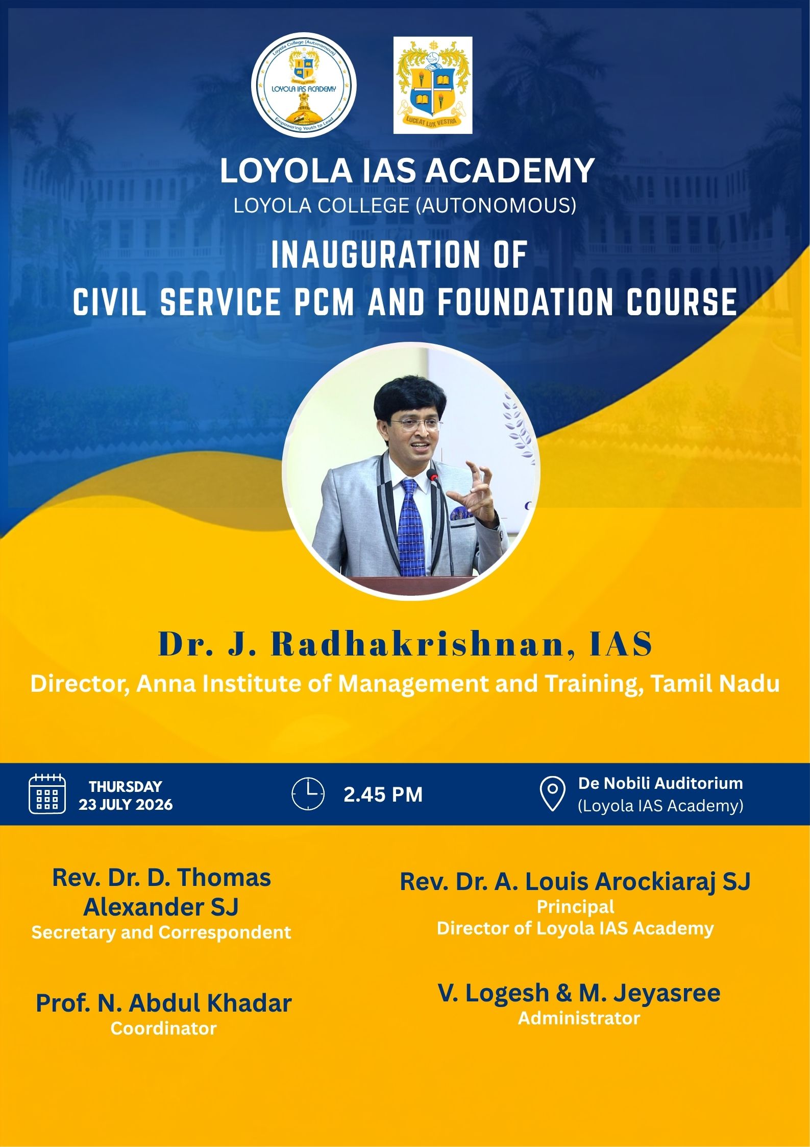 Inauguration of Civil Service PCM and Foundation Course - Invitation