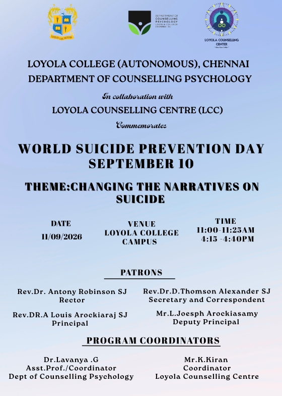 World Sucide Prevention Day | Theme: Changing the Narratives on Sucide - Invitation