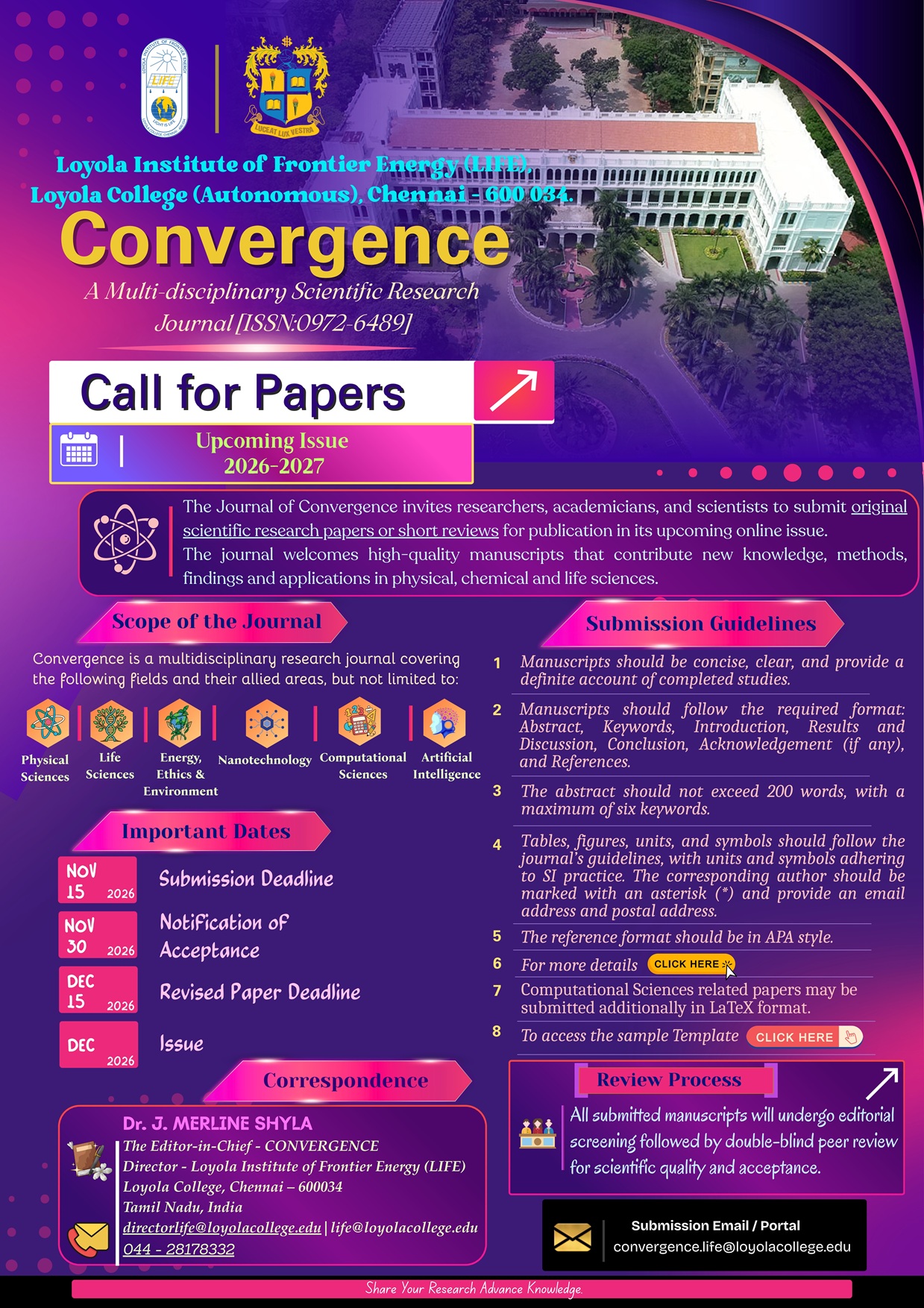 Call for Papers | CONVERGENCE - A Multi-disciplinary Scientific Research Journal [ISSN:0972-6489]