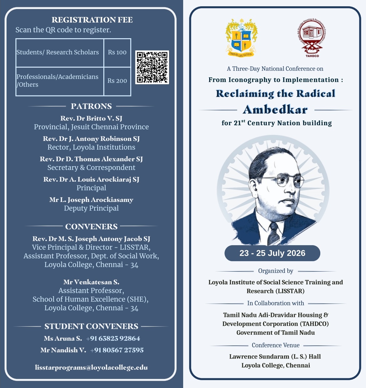 Three-Day National Conference on “From Iconography to Implementation: Reclaiming the Radical Ambedkar for 21st Century Nation Building“ - Invitation