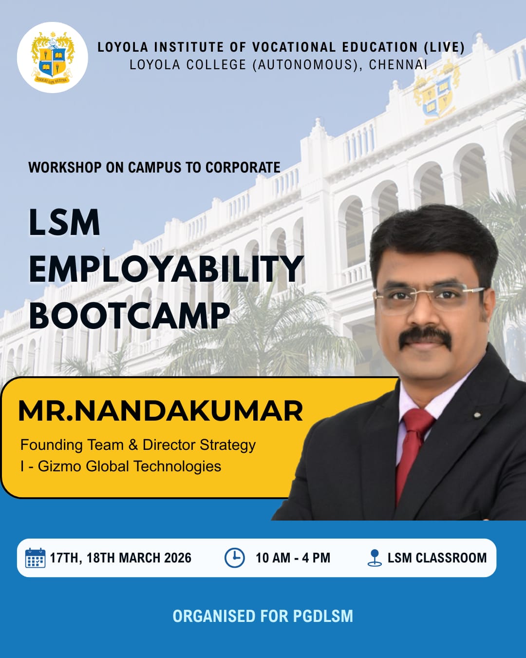 Workshop on Campus to Corporate LSM Employability Bootcamp - Invitation