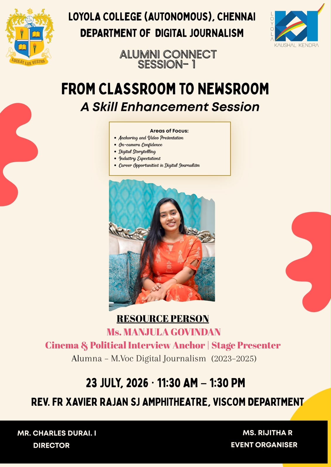 Alumni Connect Session-I | From Classroom to Newsroom - Invitation