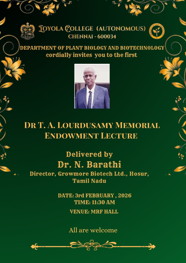 Dr T.A. Lourdusamy Memorial Endowment Lecture - Invitation