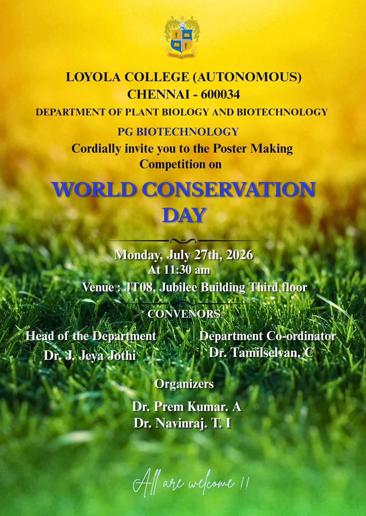 Poster Making Competition on “WORLD CONSERVATION DAY“ - Invitation