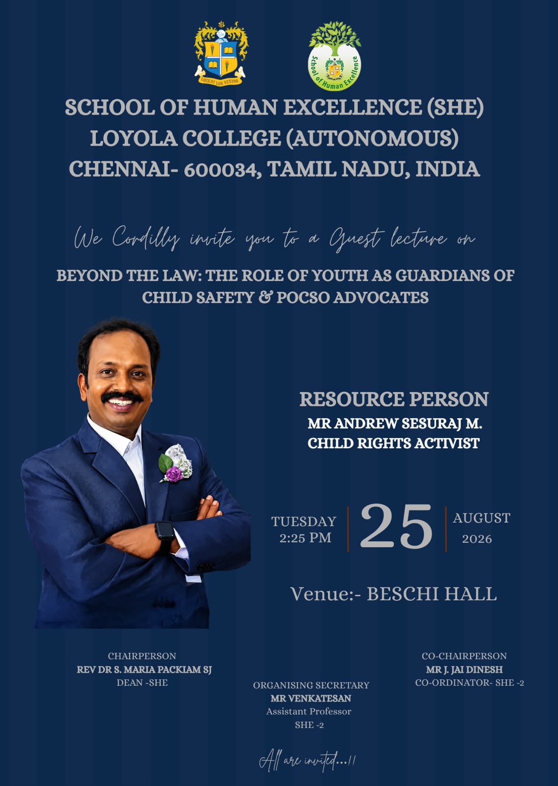 Guest Lecture on “Beyond the Law: The Role of the Youth as Guardian of Child Safety and POCSO Advocates“ - Invitation
