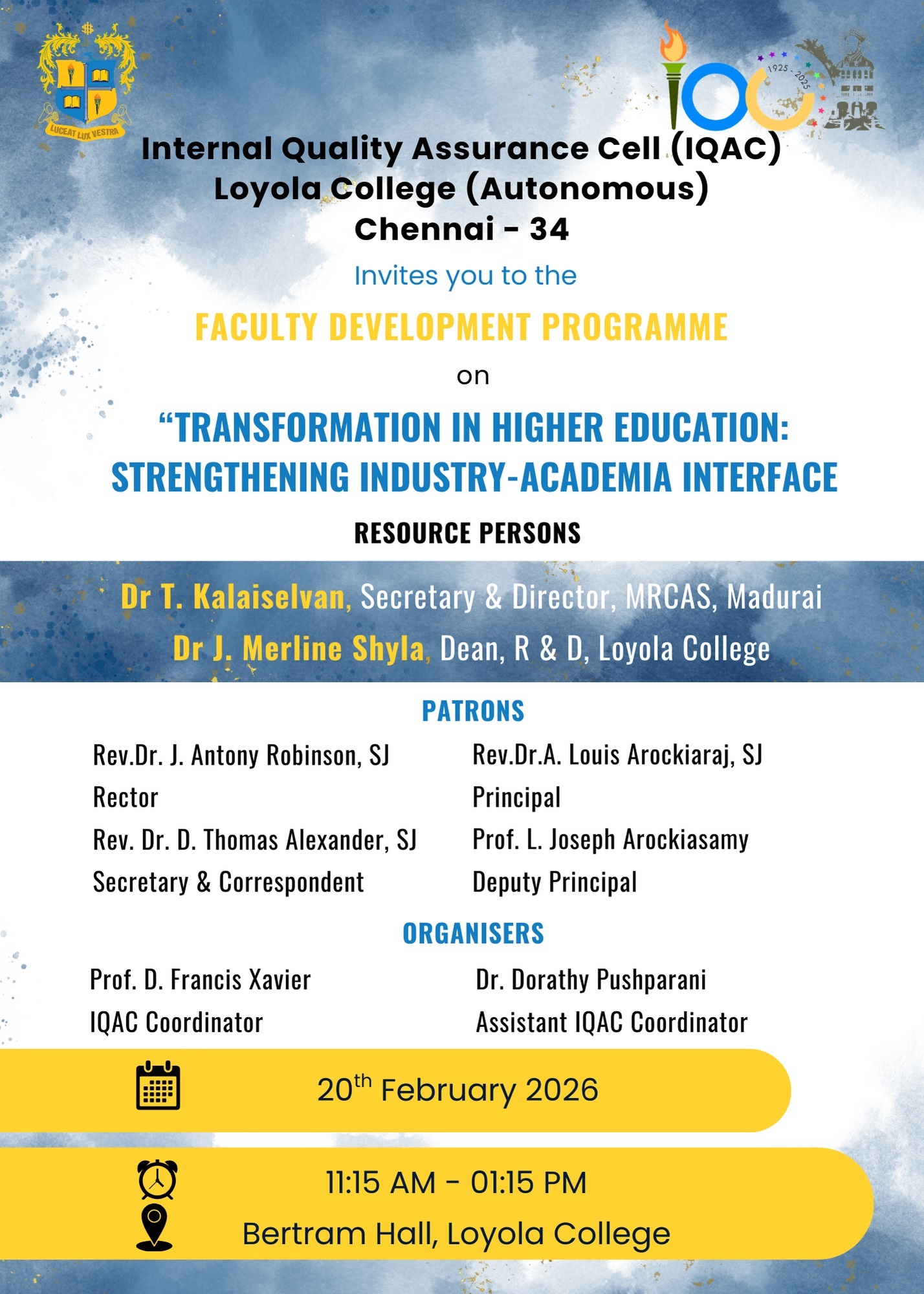 Faculty Development Programme on Transformation in Higher Education: Strengthening Industry-Academia Interface - Invitation