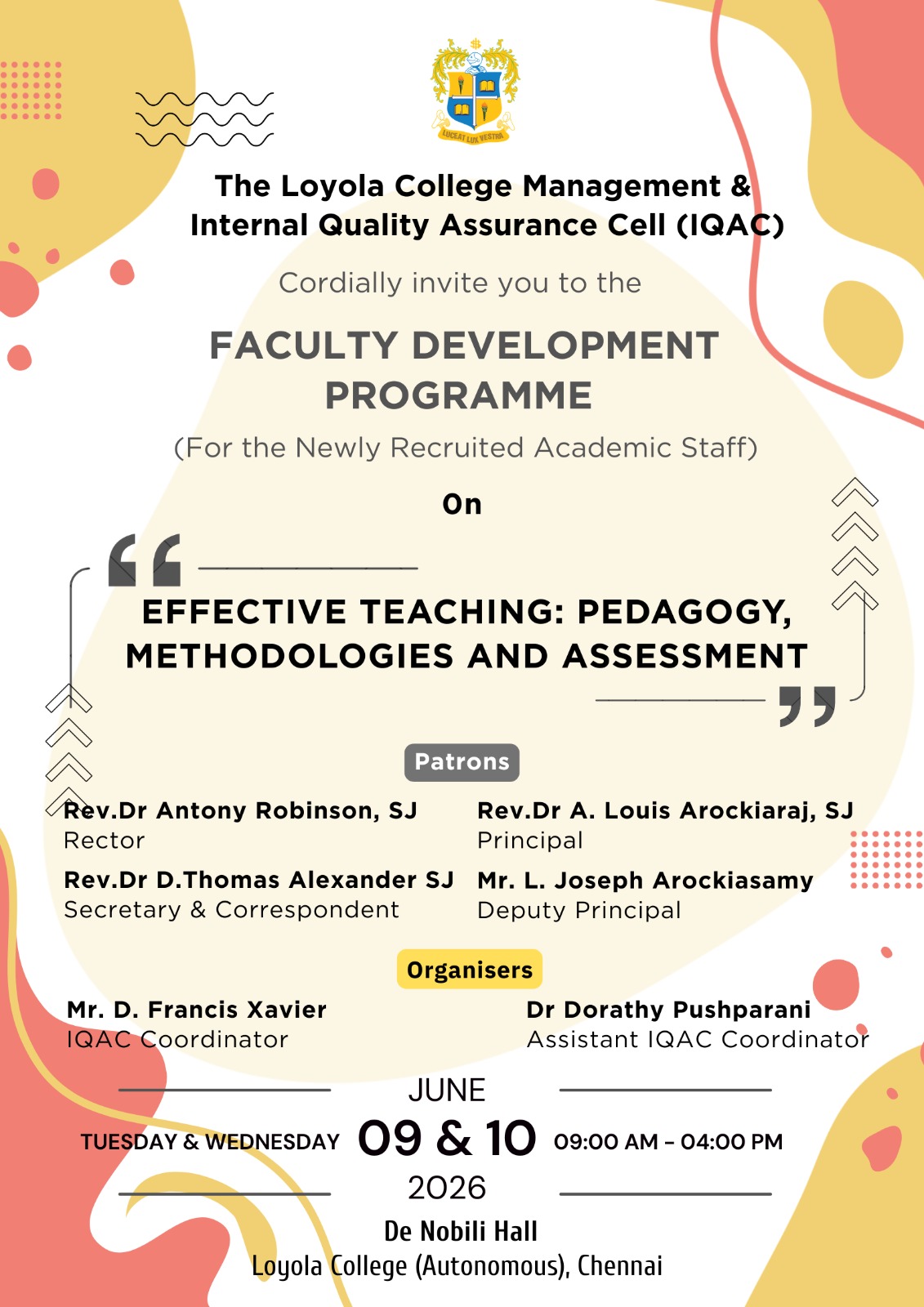 FDP on “Effective Teaching: Pedagogy Methodologies and Assessment“ - Invitation
