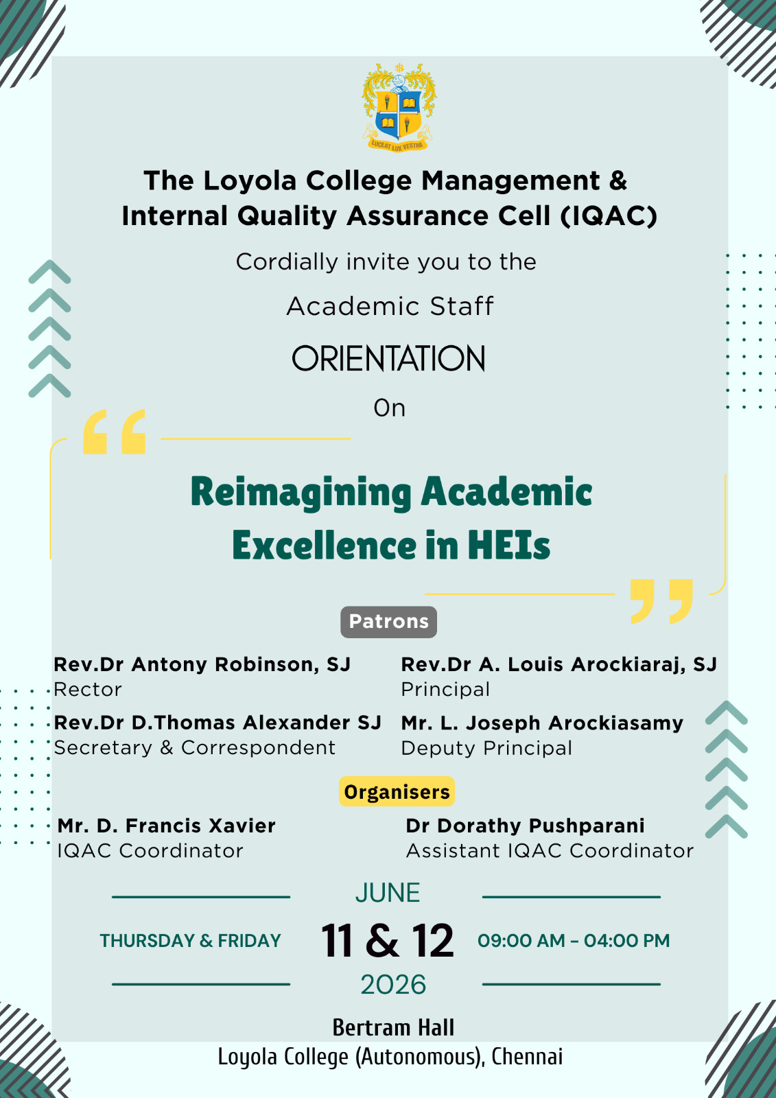 Academic Staff Orientation on “Reimaging Academic Excellence in HEIs“ - Invitation
