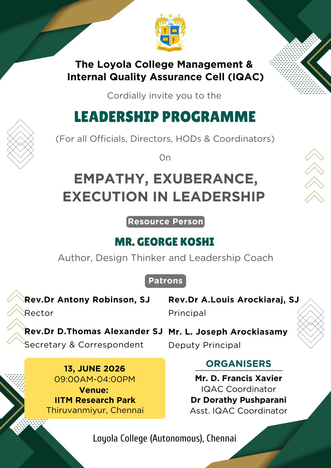 Leadership Programme on “Strategic Leadership for Academic Excellence“ - Invitation