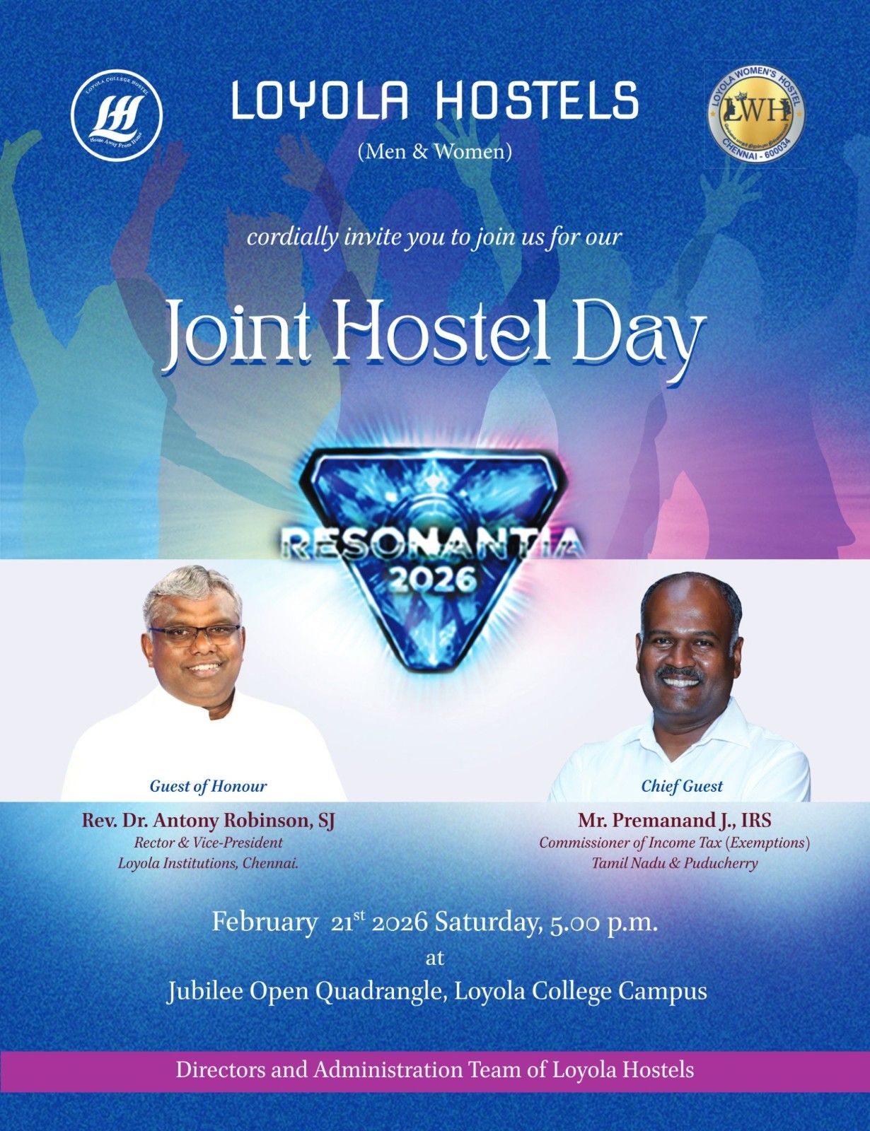 RESONANTIA 2026: Loyola Joint Hostel Day - Invitation
