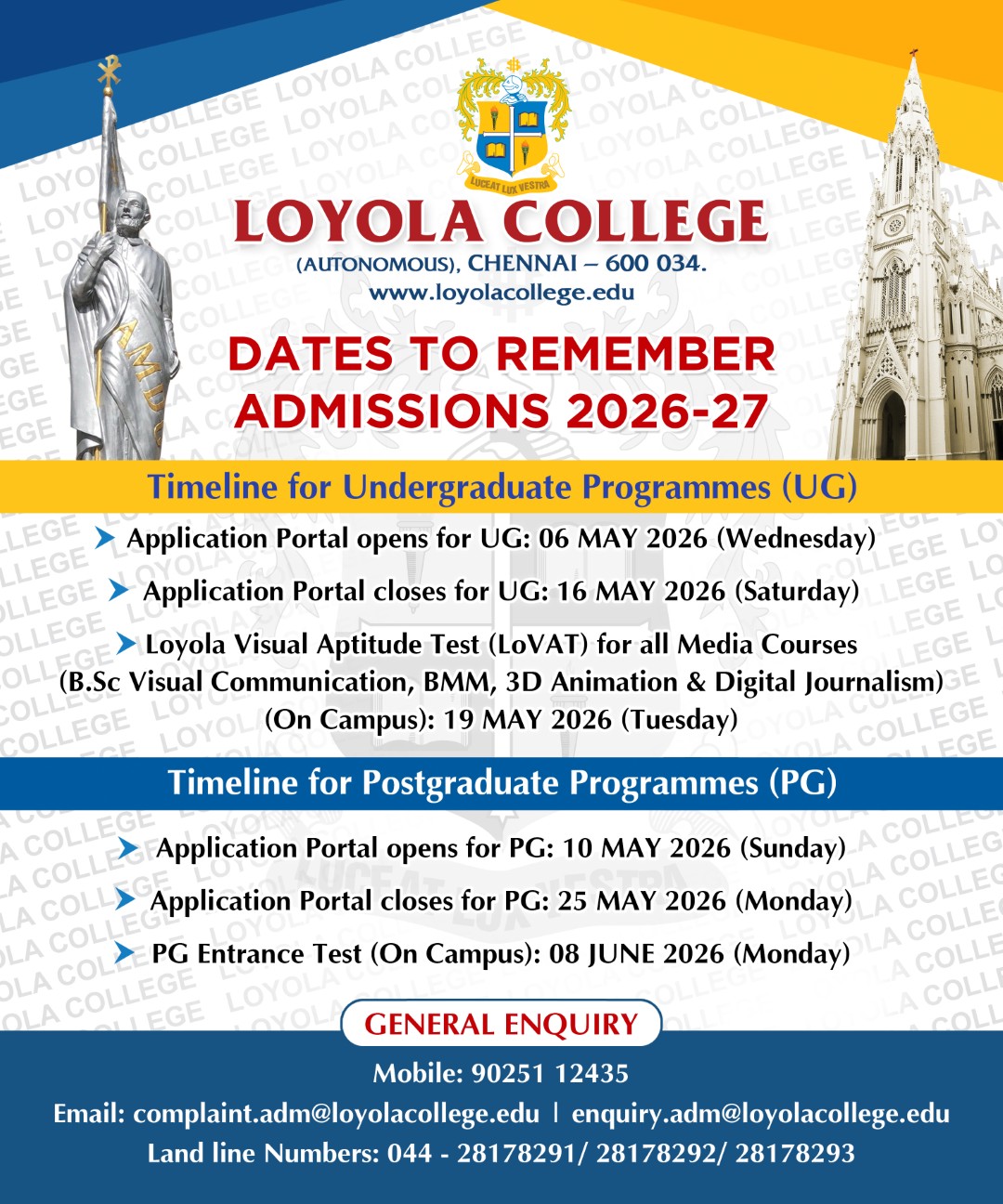 Loyola Visual Aptitude Test (LoVAT) for all Media Courses - B.Sc (Viscom), BMM, 3D Animation and Digital Journalism - Invitation