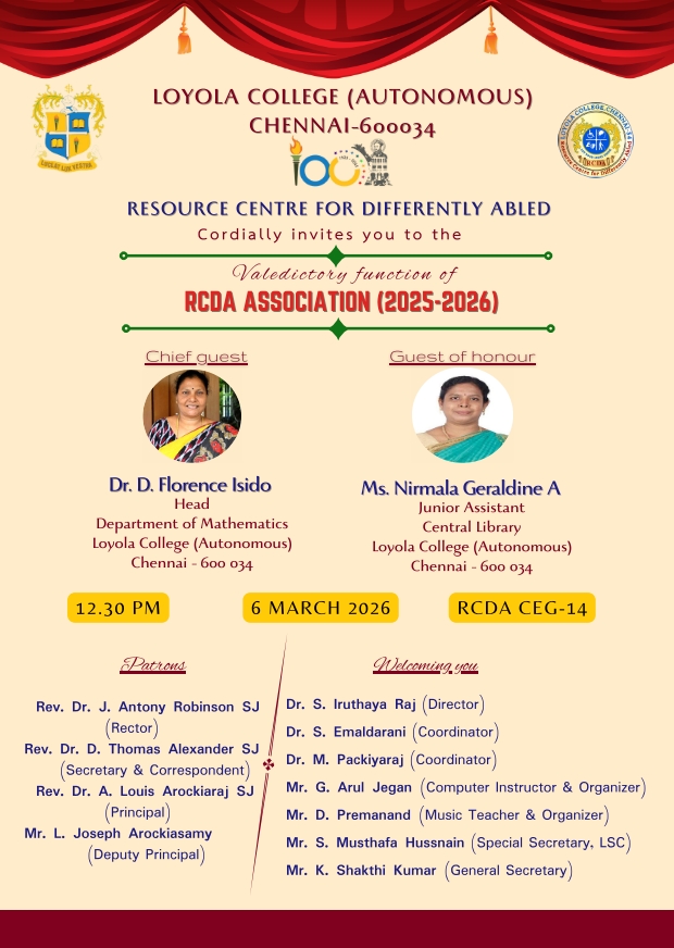 Valedictory Function of RCDA Association (2025-2026) - Invitation