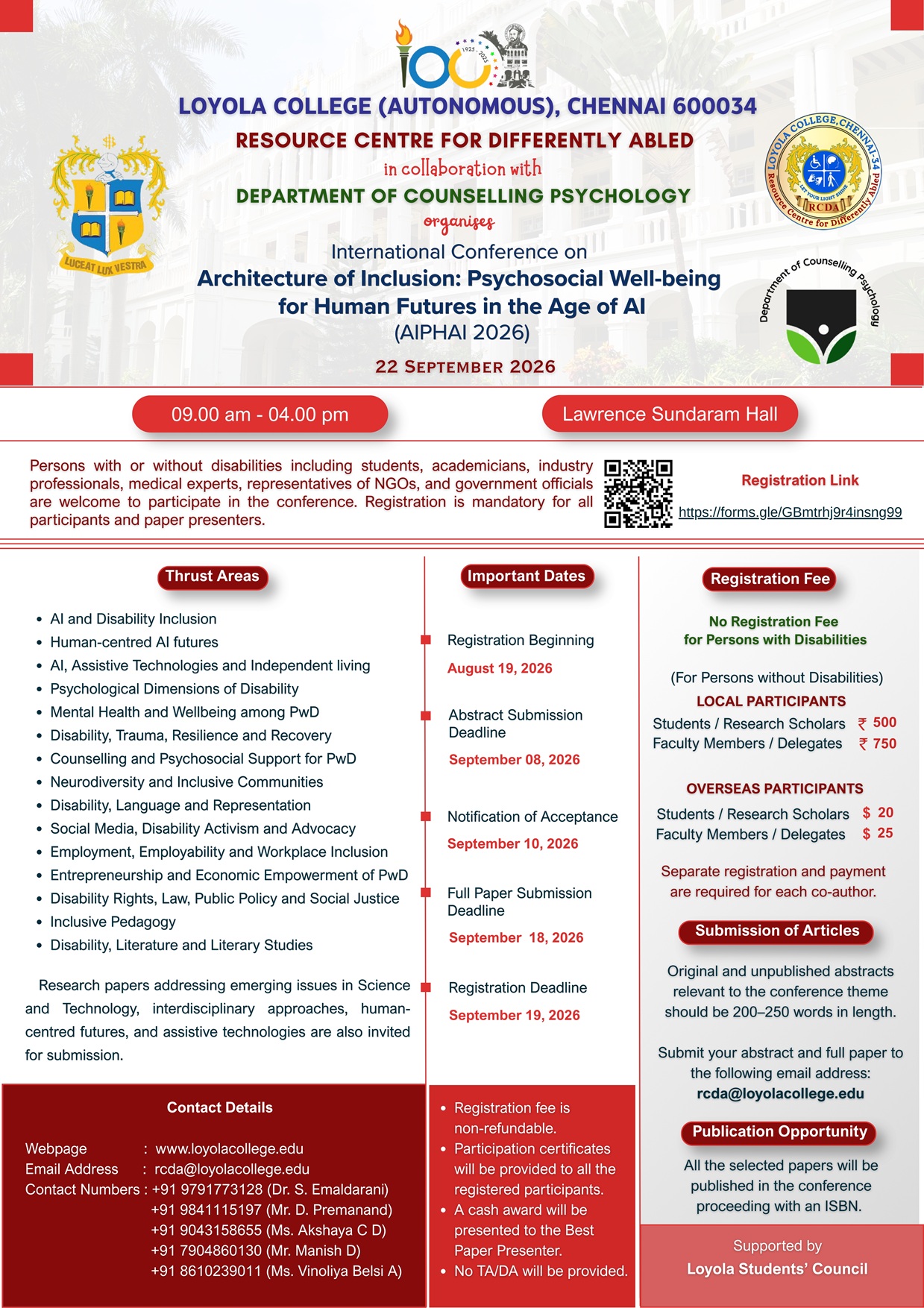 International Conference on “Architecture of Inclusion: Psychosocial Well-being for Human futures in the age of AI“